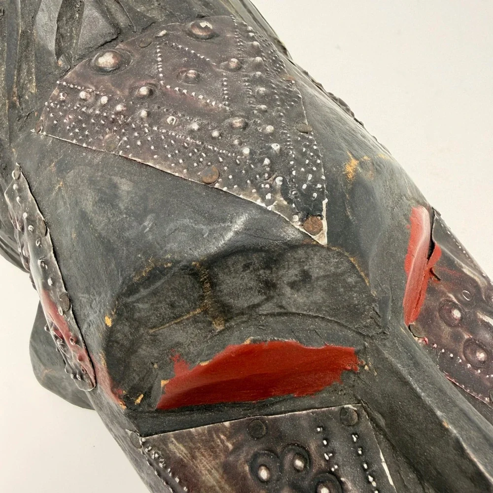 Vintage Marka Mali Tribal Mask Hand Carved Wood Brass Metal African Art‎ 14